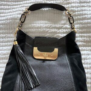 Diane Von Furstenberg Harper Genuine Suede Leather Shoulder Purse Bag Hobo